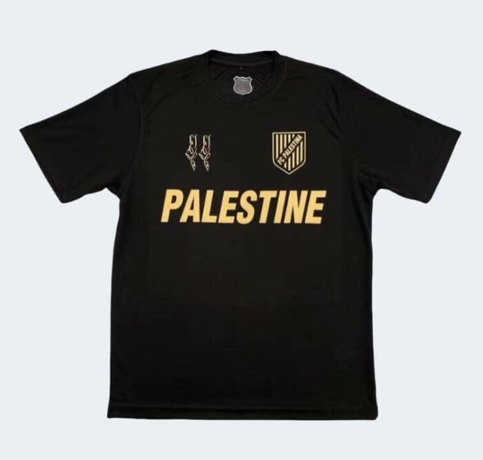 Palestine Black T-Shirt in Golden English Writing